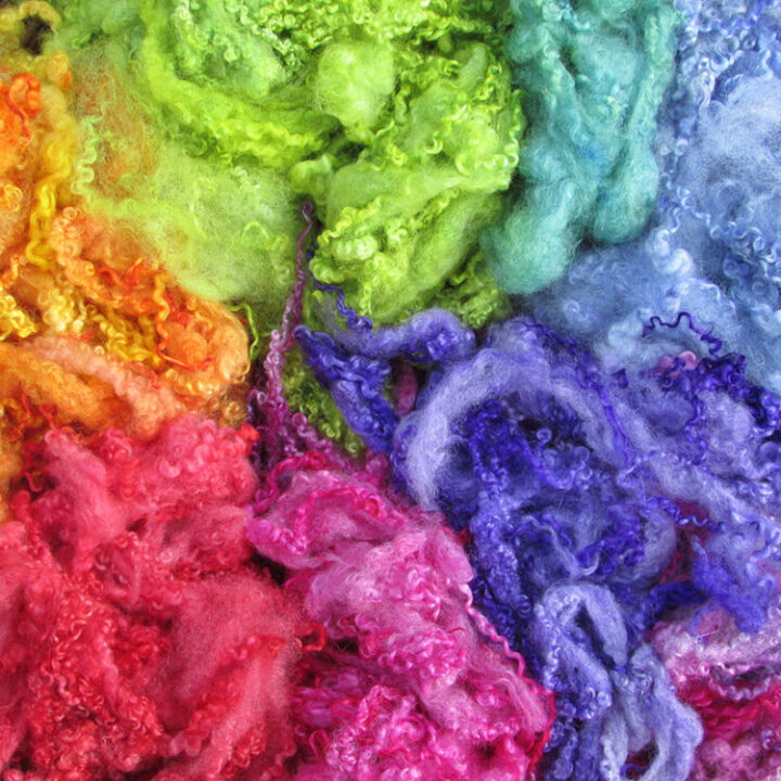 Blue Faced Leicester locks hand dyed in a rainbow of colours.