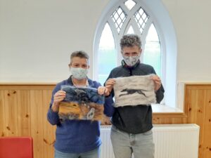 needle felt workshop participants with their finished work