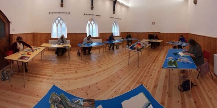 20201028_105420 A village hall interior with a socially distanced felting workshops in North Cornwall