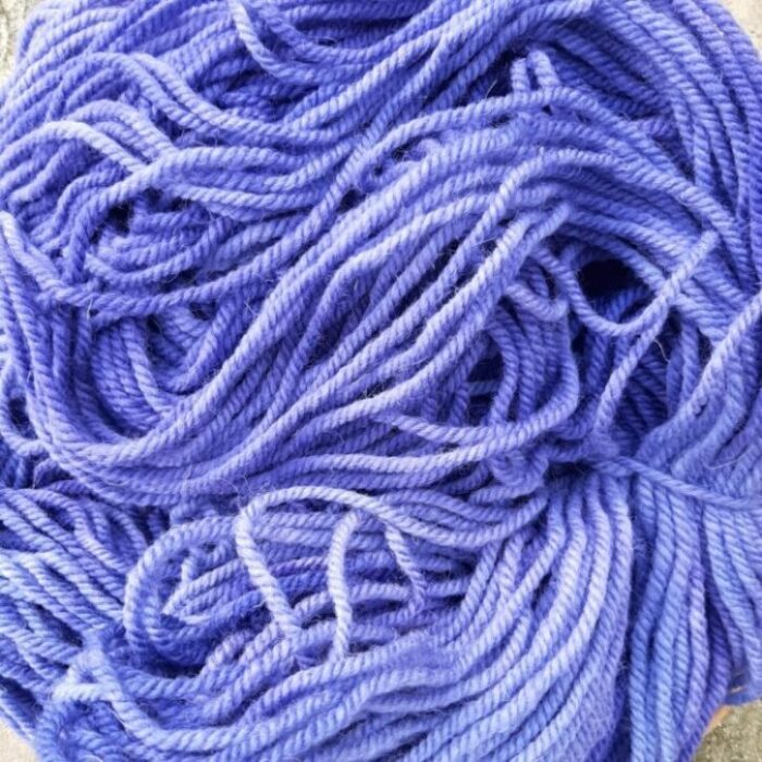 A close up of chunky aran weight British Wool yarn hand dyed by Araminta Greaves Fibreista