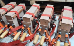 five cherry wood boxes under construction