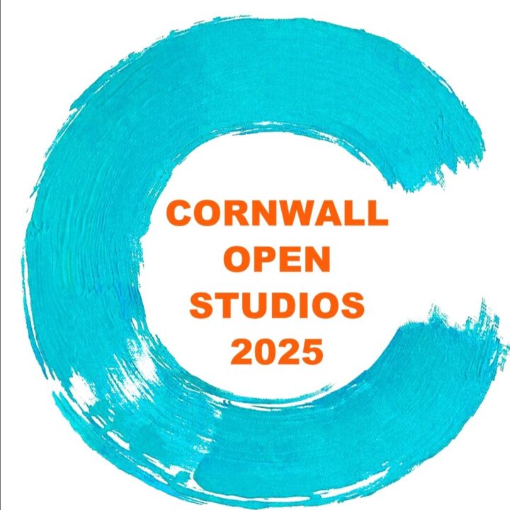 20250522_104453 Turquoise painted letter C encircling orange text Cornwall Open Studios 2025.
